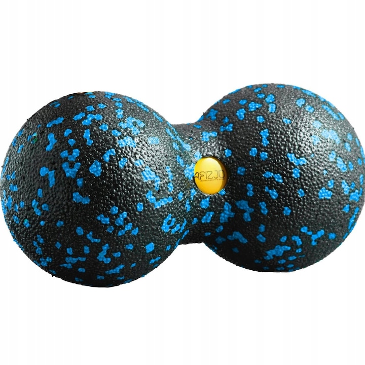 Двойна топка за масаж от пяна 8 см, висока твърдост, 4Fizjo, черен/син