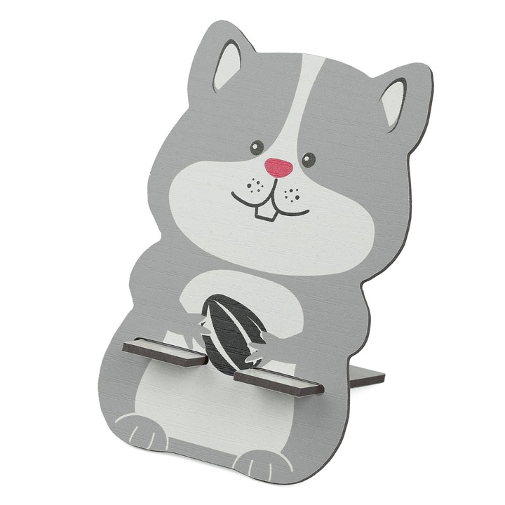 Suport de telefon, Interlook, Lemn, Gri/Alb