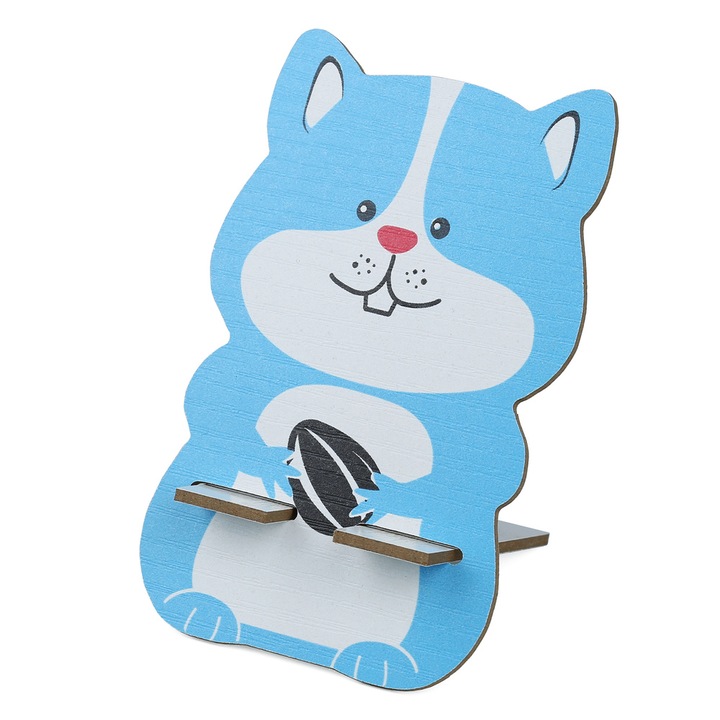 Suport de telefon, Interlook, Lemn, Albastru/Alb