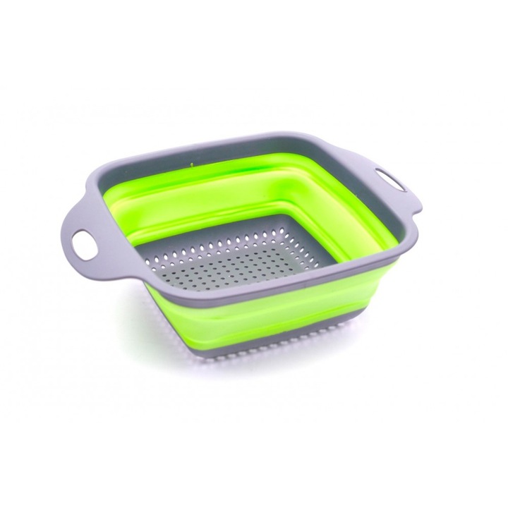 Sita pentru paste pliabila, cu manere, silicon, Verde