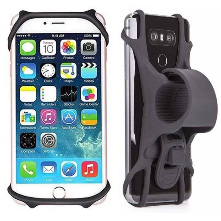 Suport telefon din silicon pentru biciclete | pentru ghidon, PSI-B11-BLACK