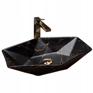 Chiuveta baie hexagon, Rea, Ceramica, 56.5x36.5x12cm, Negru