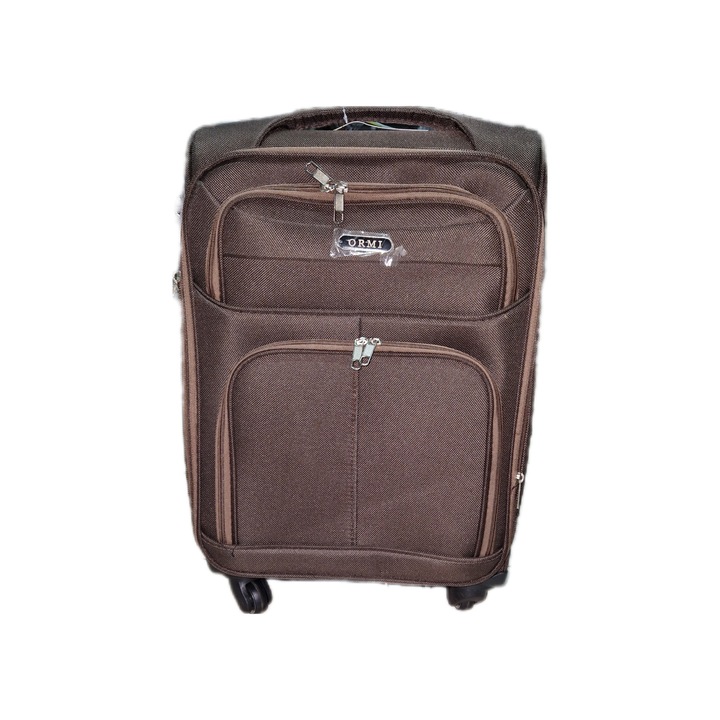 Текстилен куфар, 4 колелца, 35 x 20 x 55 cm Кафяв