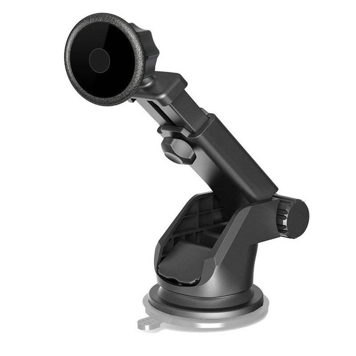 Suport auto de telefon, Interlook, Plastic, Cu magnet, Negru