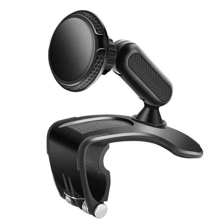 Suport auto de telefon, Interlook, Plastic, Cu magnet, Negru