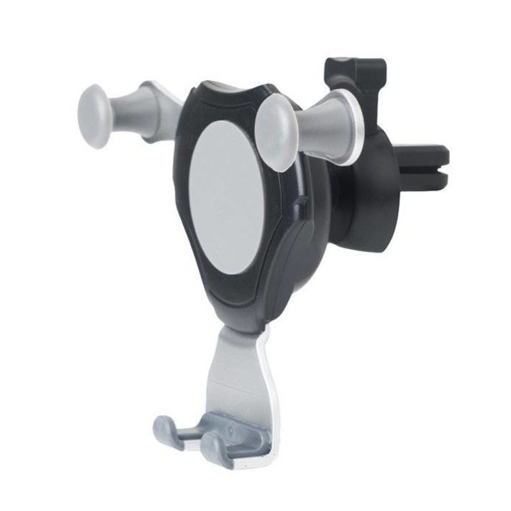 Suport auto de telefon, Interlook, Plastic, Gri/Negru