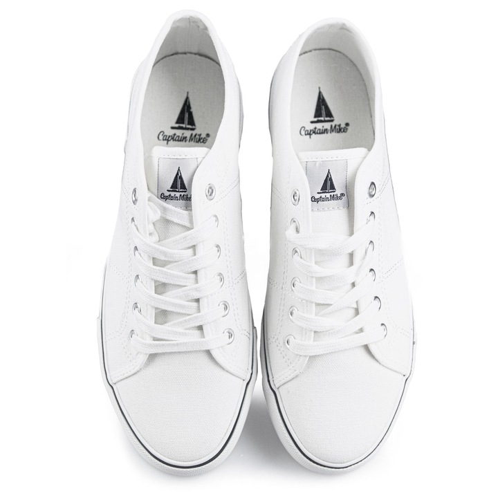 Tenisi unisex casual, Captain Mike, Material textil, Imprimeu uni, Alb, Alb