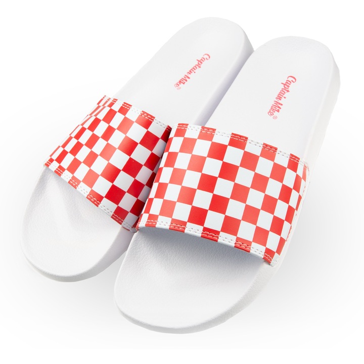 Papuci barbati, Captain Mike, Plastic, Carouri, Alb/Rosu, Rosu/Alb