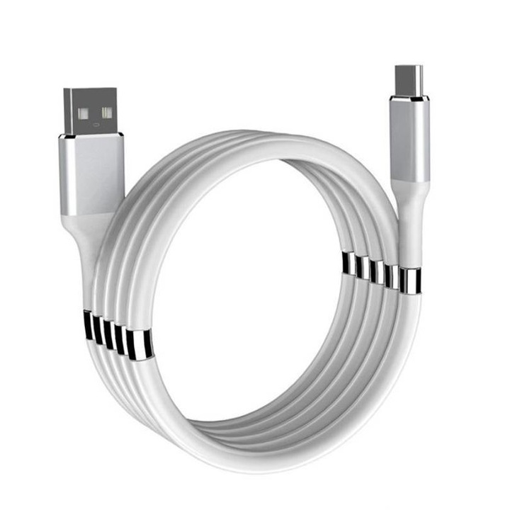 USB C kábel, Einziehbares 1M | Handy Ladekabel QC 3.0 3A, SN01-1M-Type-C-White