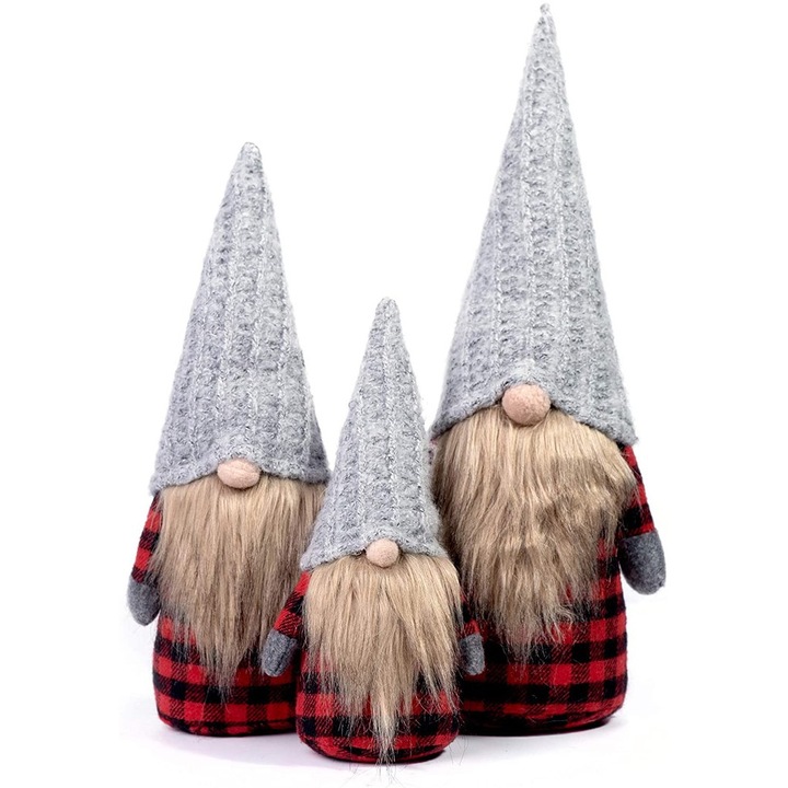 Set 3xfigurine gnom de Craciun, Tutumi, 30/40/50cm, Multicolor