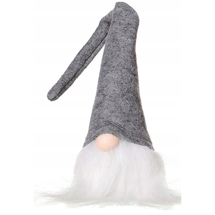 Figurina gnom de Craciun, Tutumi, LED, 40cm, Gri