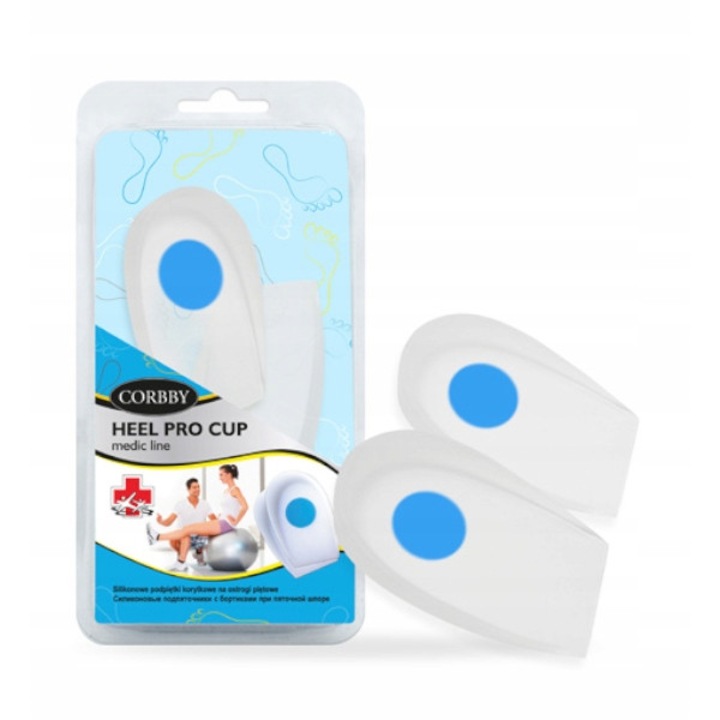 Insertii pentru pantofi, Corbby, Spuma/Latex, Pentru calcaie, Alb/Albastru, M