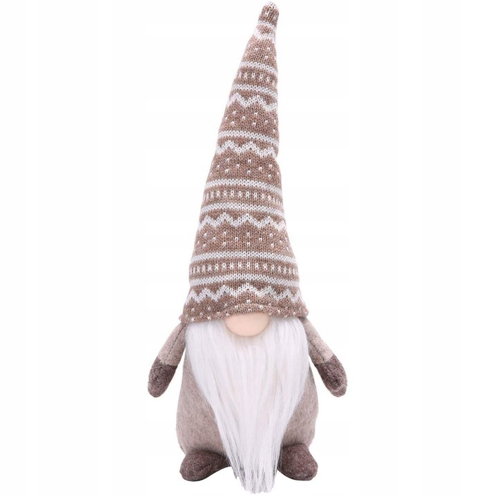 Figurina gnom de Craciun, Tutumi, 50cm, Alb/Bej