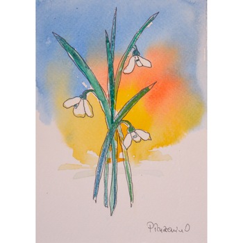Tablou Ghiocei (4) - tablou pictat manual Oana Pinzariu, dimensiune 18 * 24 cm Tablou Ghiocei (4) - tablou pictat manual Oana Pinzariu, dimensiune 18 * 24 cm