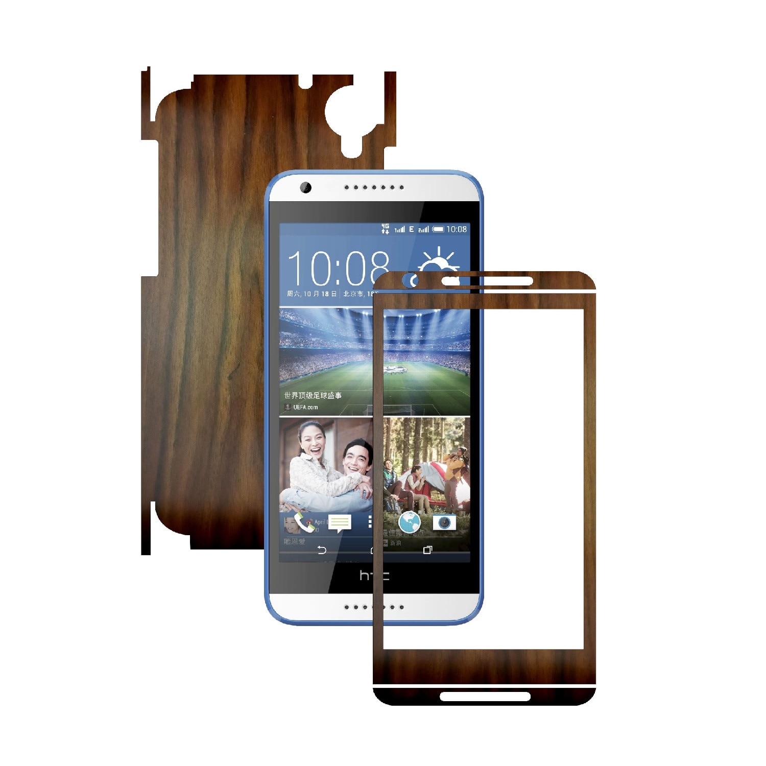 Folie de protectie Carbon Skinz, Husa de tip Skin Adeziv pentru Carcasa, Lemn Nuc Inchis dedicata HTC Desire 820