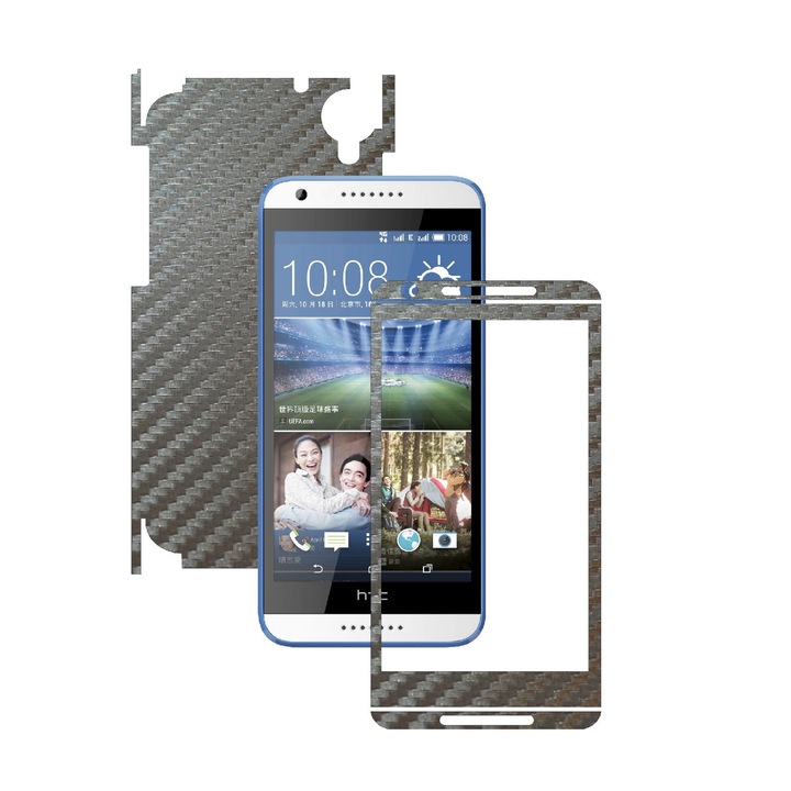 Защитно фолио Carbon Skinz, Adhesive Skin Cover за калъфа, Carbon Grey Silver специално за HTC Desire 820