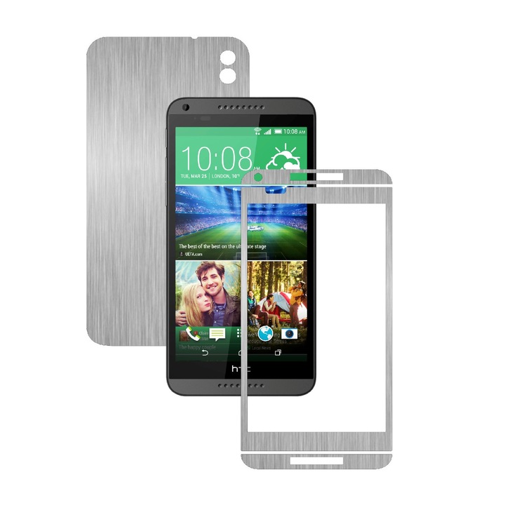 Защитен филм Carbon Skinz, Adhesive Skin Cover for the Case, Brushed Silver, предназначен за HTC Desire 816