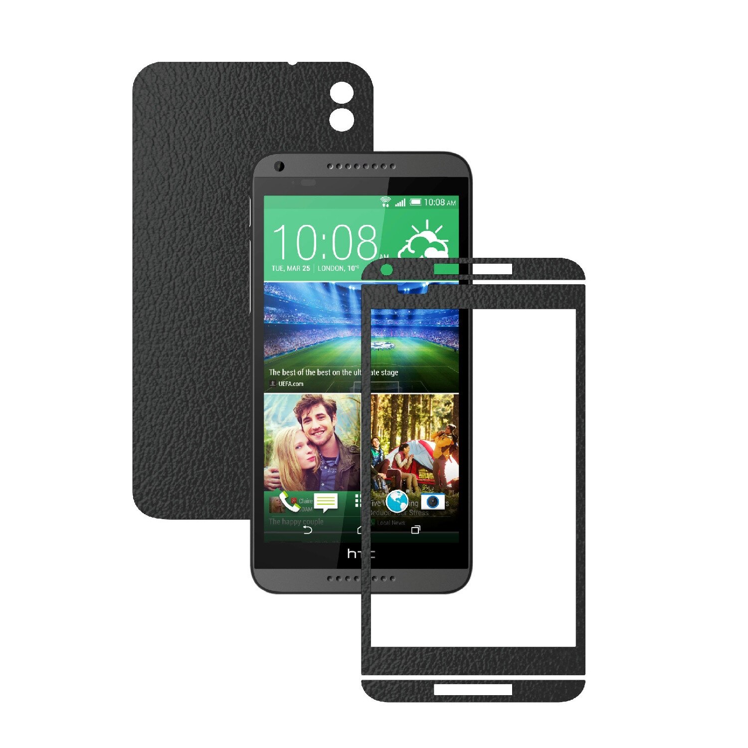Folie de protectie Carbon Skinz, Husa de tip Skin Adeziv pentru Carcasa, Piele Neagra dedicata HTC Desire 816
