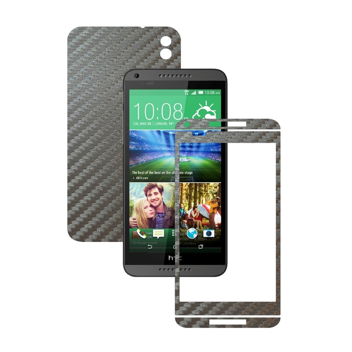 Защитно фолио Carbon Skinz, Adhesive Skin Cover за калъфа, Carbon Grey Silver специално за HTC Desire 816