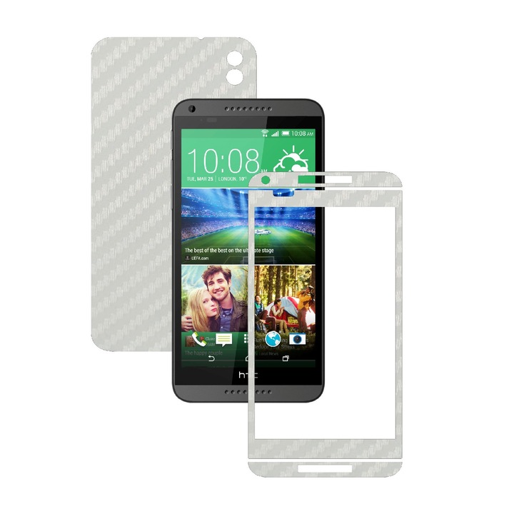 Защитен филм Carbon Skinz, Adhesive Skin Cover for the Case, White Carbon, посветен на HTC Desire 816