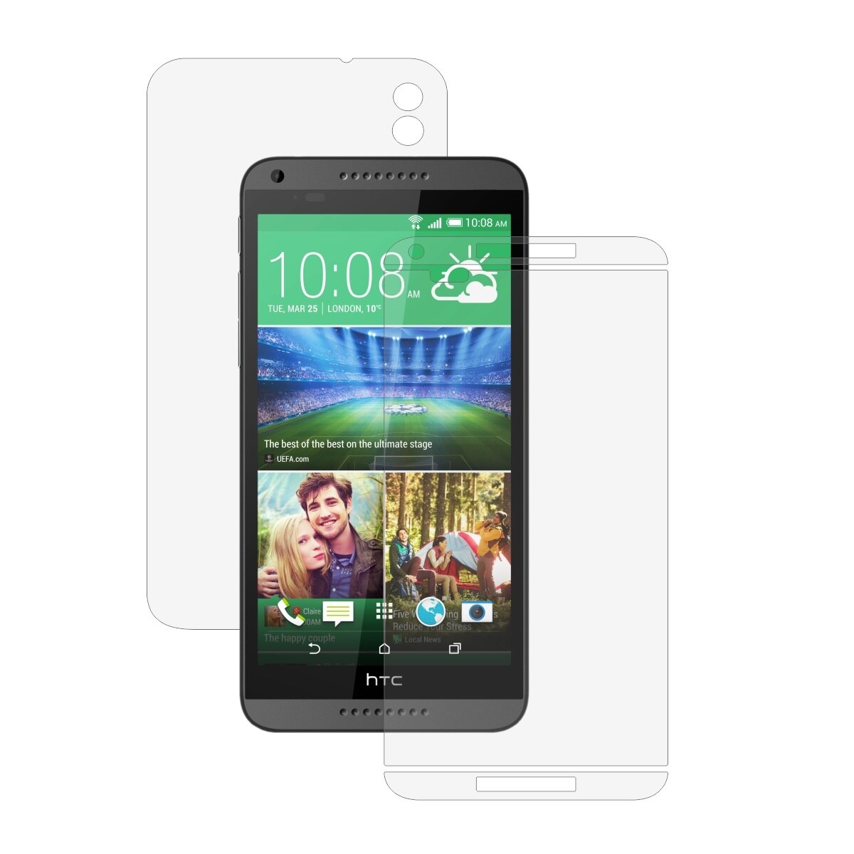 Folie Protectie Full Body Invisible Skinz Ultra-Clear HD, Husa Transparenta de tip Skin Adeziv pentru Carcasa si Ecran, dedicata HTC Desire 816