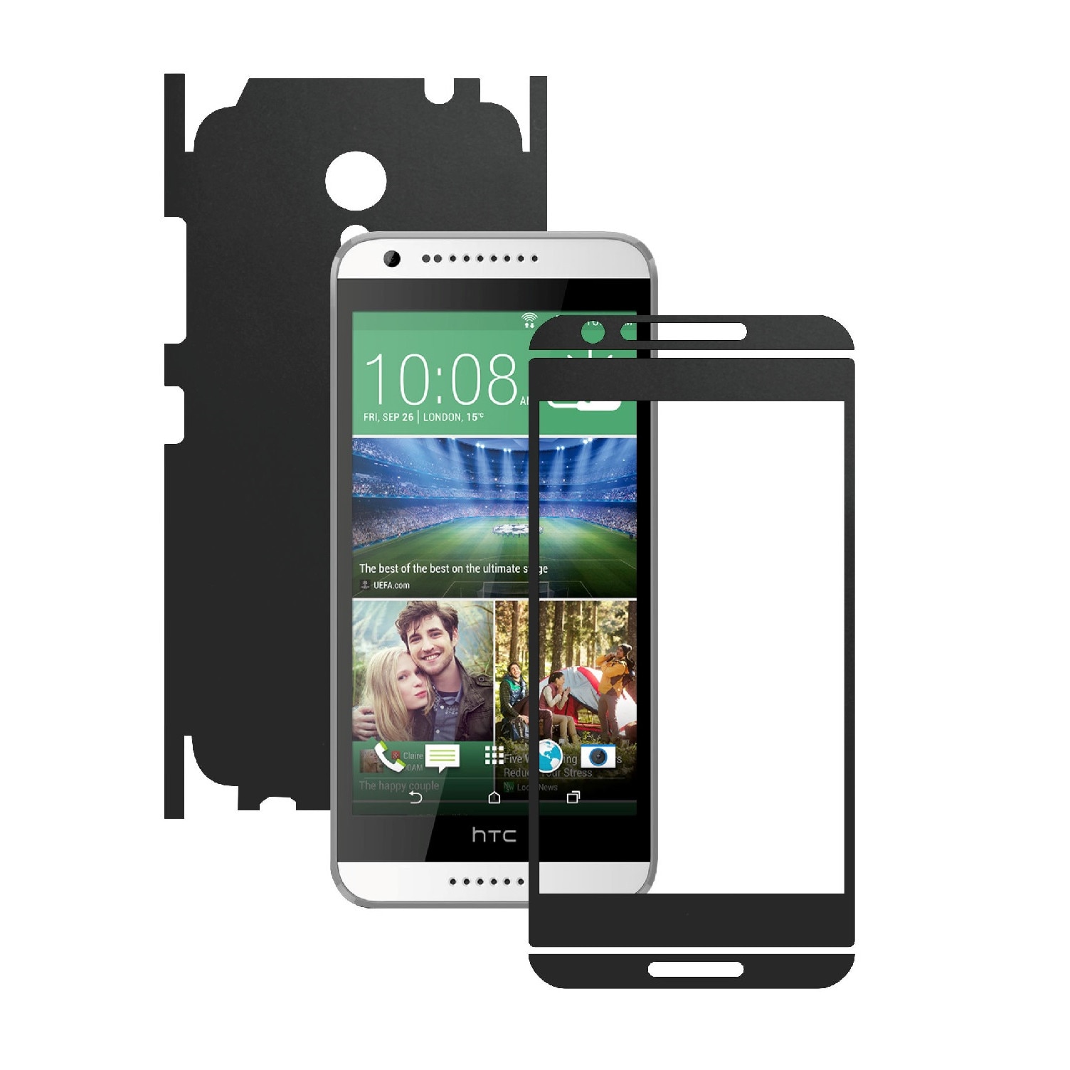 Folie de protectie Carbon Skinz, Husa de tip Skin Adeziv pentru Carcasa, Negru Mat dedicata HTC Desire 620