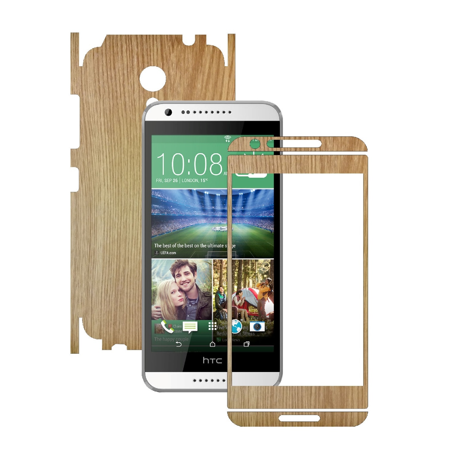 Folie de protectie Carbon Skinz, Husa de tip Skin Adeziv pentru Carcasa, Lemn Stejar dedicata HTC Desire 620