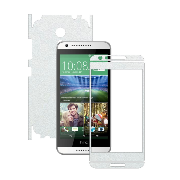 Защитно фолио Carbon Skinz, адхезивно защитно покритие за калъфа, бяла кожа, посветено на HTC Desire 620