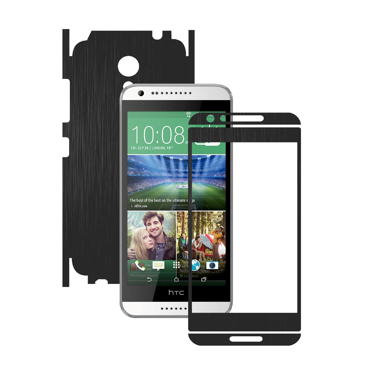 Folie de protectie Carbon Skinz, Husa de tip Skin Adeziv pentru Carcasa, Brushed Negru dedicata HTC Desire 620