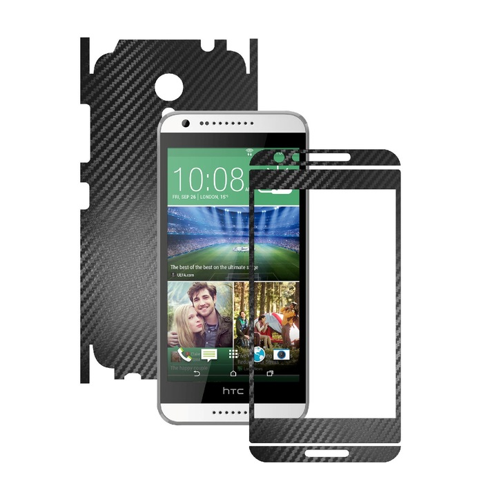 Защитно фолио Carbon Skinz, Adhesive Skin Cover for the Case, Black Carbon специално за HTC Desire 620