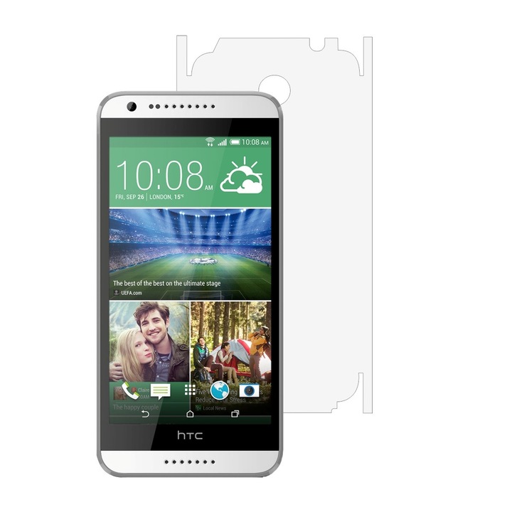 Invisible Skinz Ultra-Clear HD защитно фолио, самозалепващо се прозрачно покритие за корпуса и страните, посветено на HTC Desire 620