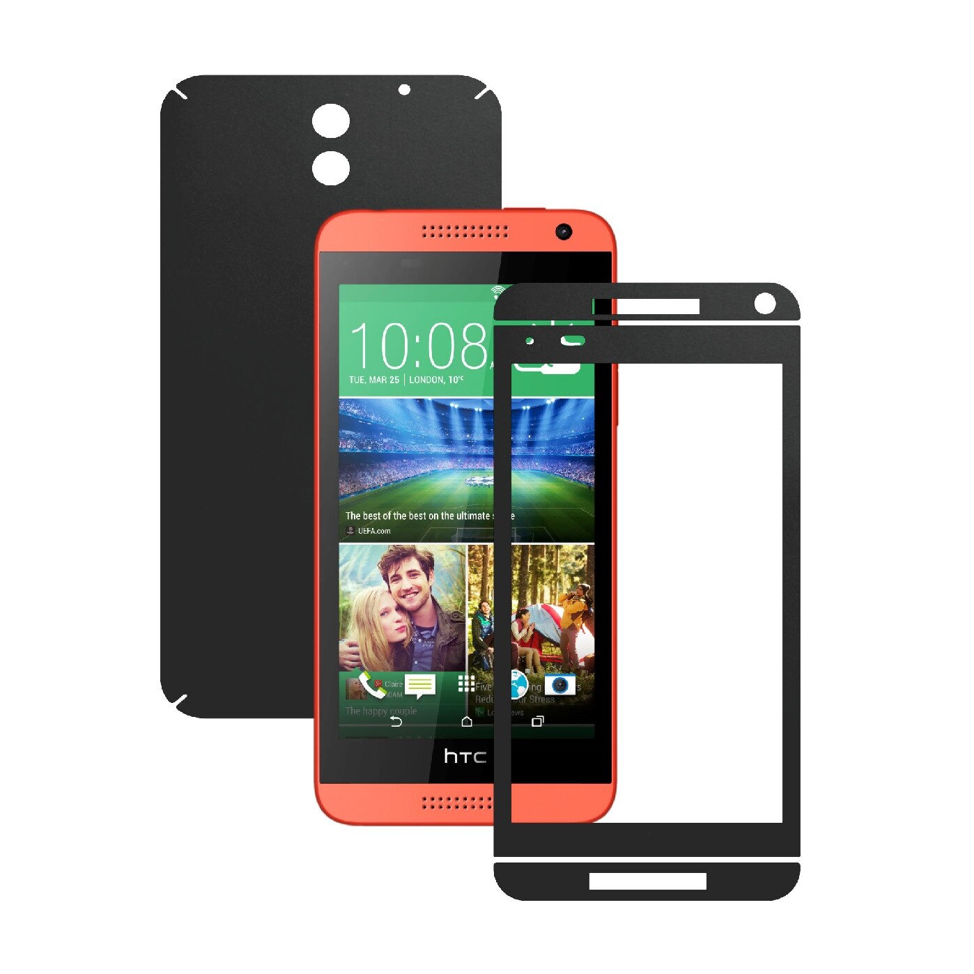 Folie de protectie Carbon Skinz, Husa de tip Skin Adeziv pentru Carcasa, Negru Mat dedicata HTC Desire 610