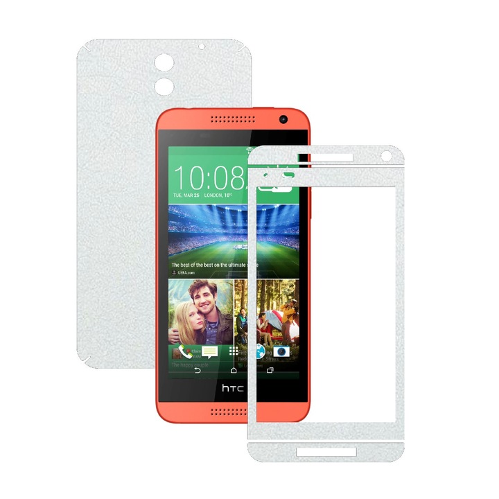 Защитно фолио Carbon Skinz, адхезивно защитно покритие за калъфа, бяла кожа, посветено на HTC Desire 610