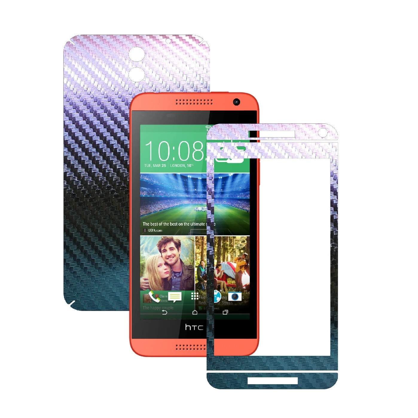Folie de protectie Carbon Skinz, Husa de tip Skin Adeziv pentru Carcasa, Carbon Cameleon dedicata HTC Desire 610