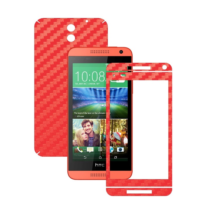 Защитен филм Carbon Skinz, Adhesive Skin Cover for the Case, Carbon Red, посветен на HTC Desire 610