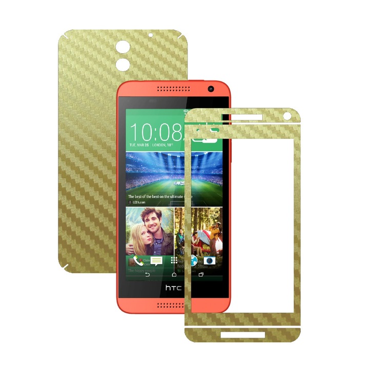 Защитен филм Carbon Skinz, Adhesive Skin Cover for the Case, Carbon Gold, посветен на HTC Desire 610