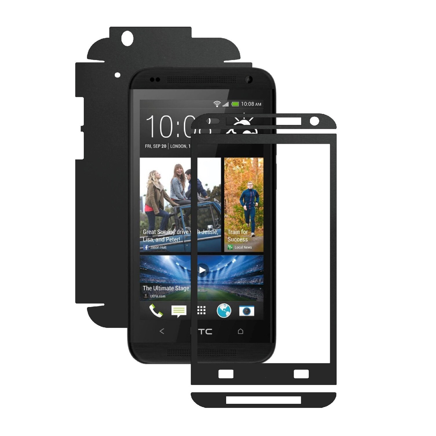 Folie de protectie Carbon Skinz, Husa de tip Skin Adeziv pentru Carcasa, Negru Mat dedicata HTC Desire 601