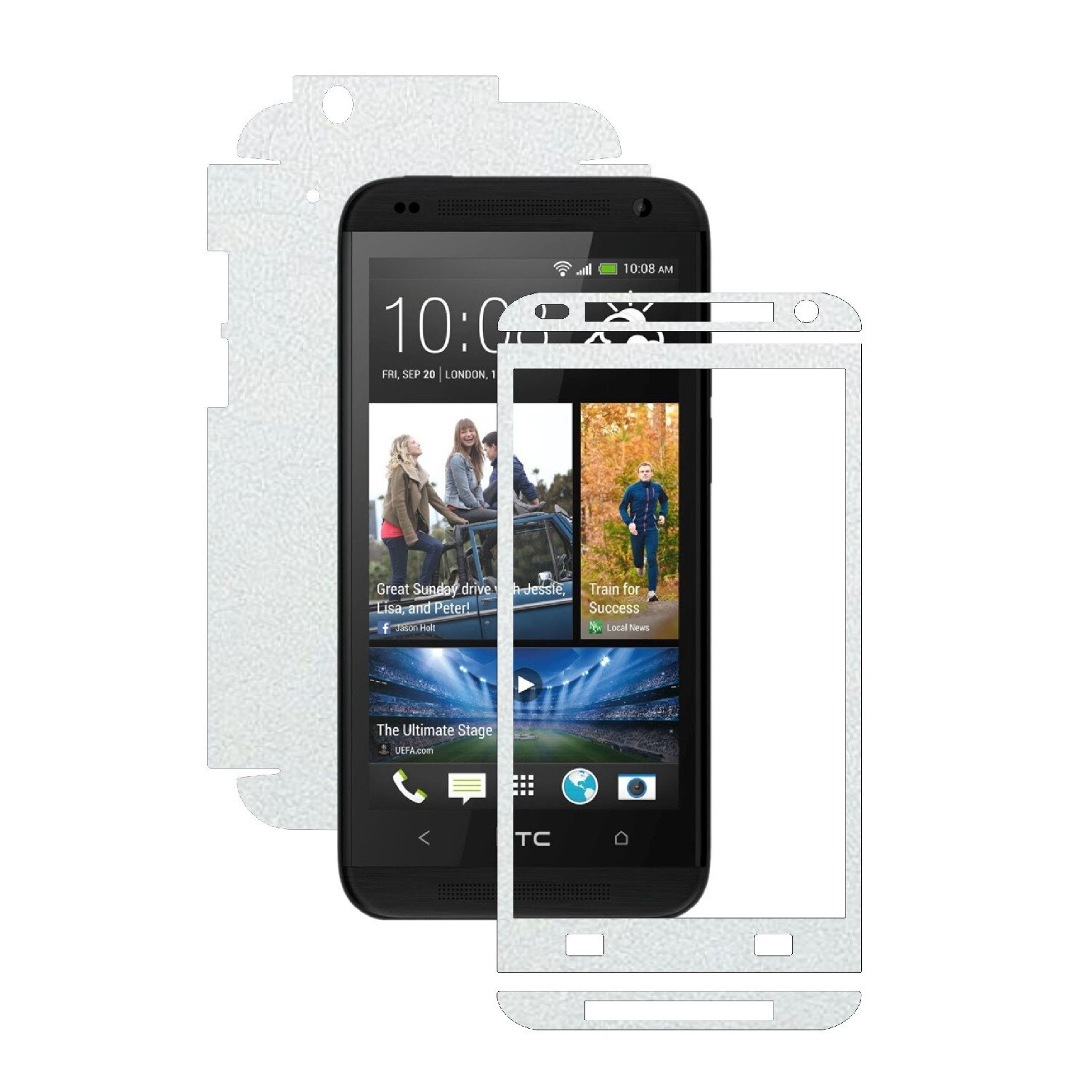 Folie de protectie Carbon Skinz, Husa de tip Skin Adeziv pentru Carcasa, Piele Alba dedicata HTC Desire 601