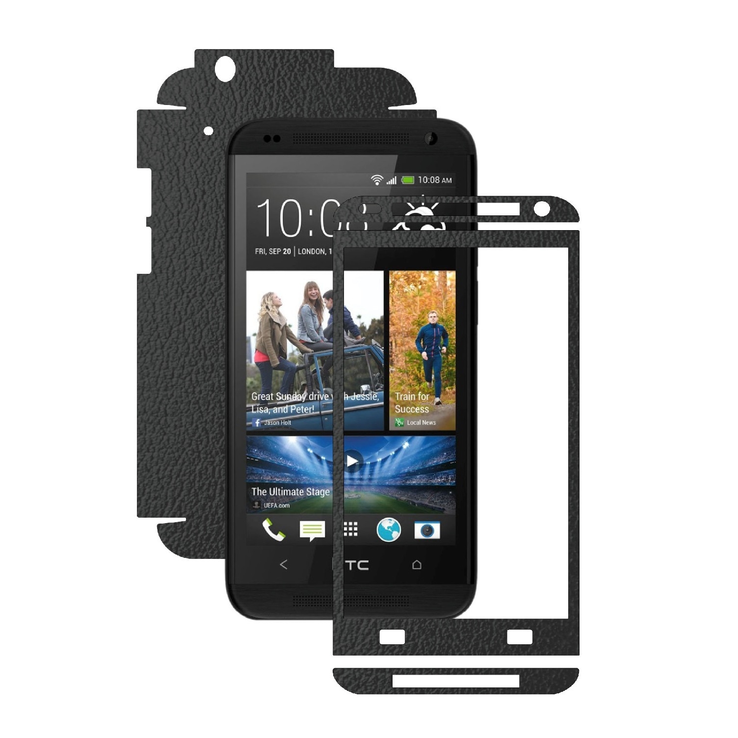 Folie de protectie Carbon Skinz, Husa de tip Skin Adeziv pentru Carcasa, Piele Neagra dedicata HTC Desire 601