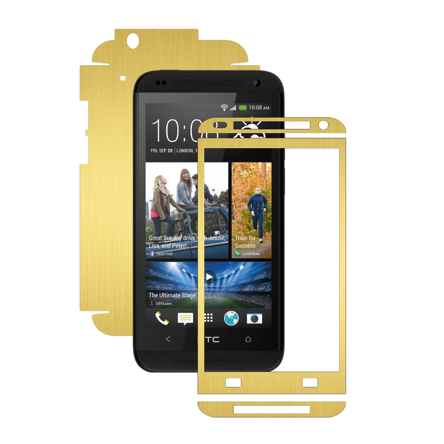 Folie de protectie Carbon Skinz, Husa de tip Skin Adeziv pentru Carcasa, Brushed Auriu dedicata HTC Desire 601