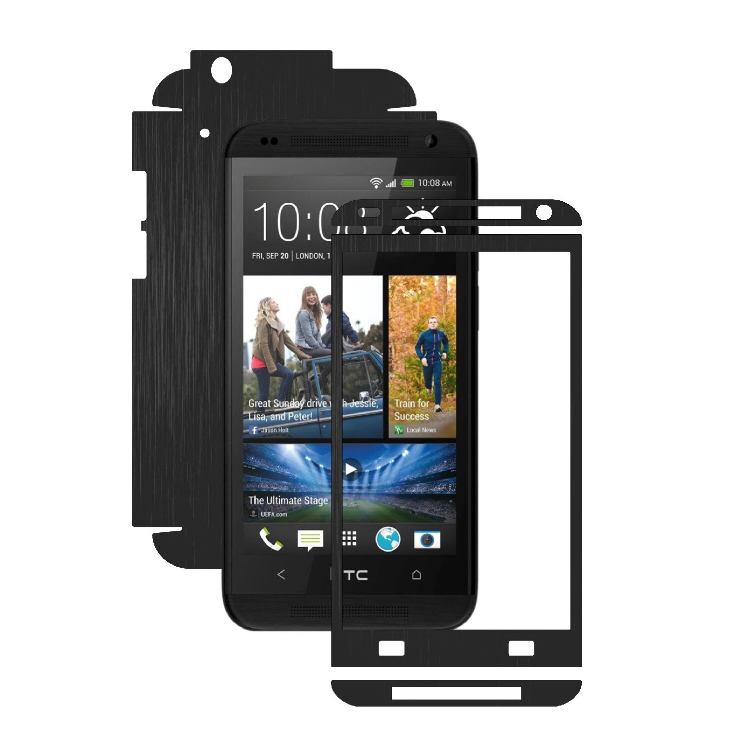 Folie de protectie Carbon Skinz, Husa de tip Skin Adeziv pentru Carcasa, Brushed Negru dedicata HTC Desire 601