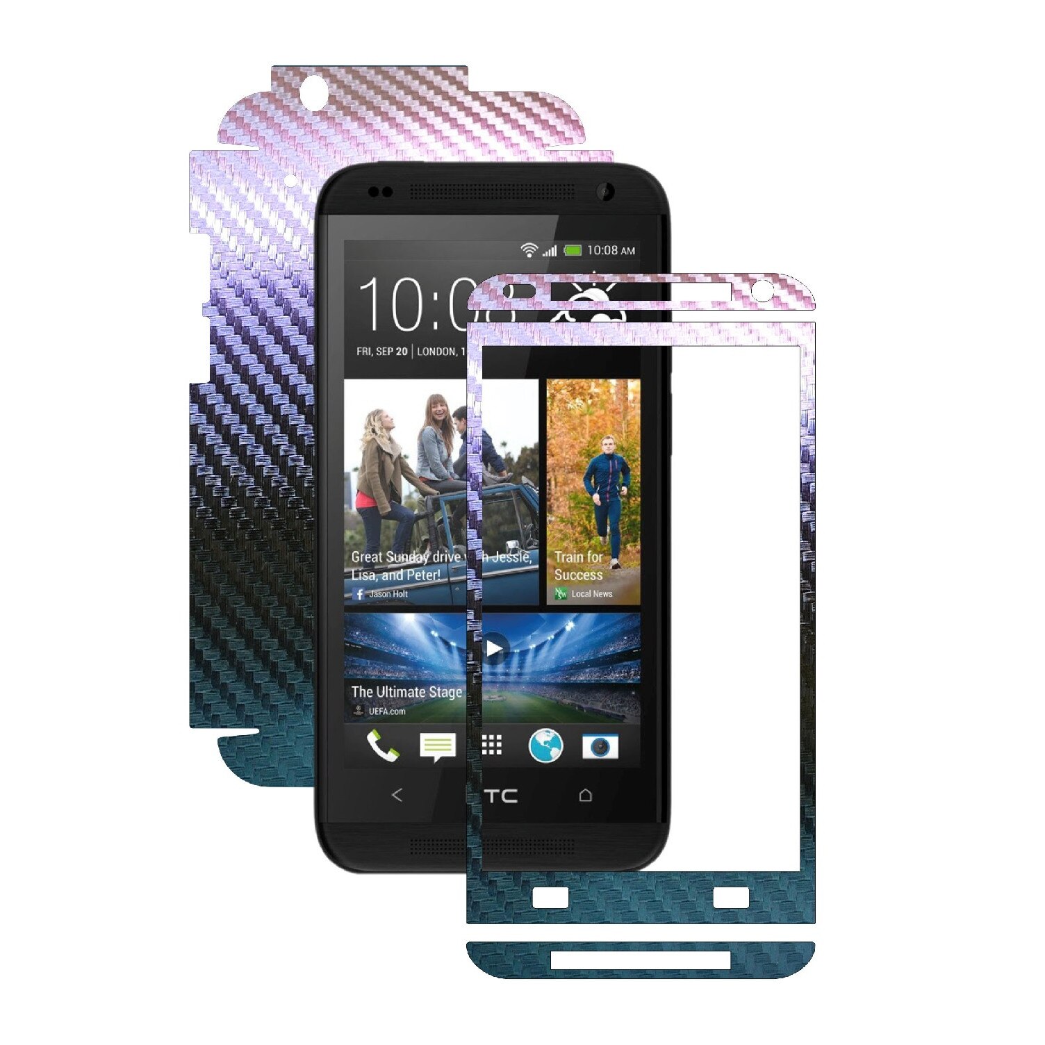 Folie de protectie Carbon Skinz, Husa de tip Skin Adeziv pentru Carcasa, Carbon Cameleon dedicata HTC Desire 601
