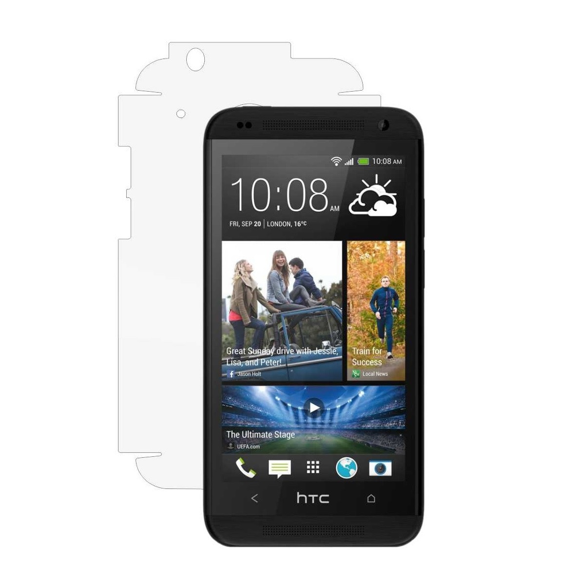 Folie Protectie Invisible Skinz Ultra-Clear HD, Husa Transparenta de tip Skin Adeziv pentru Carcasa si Laterale, dedicata HTC Desire 601