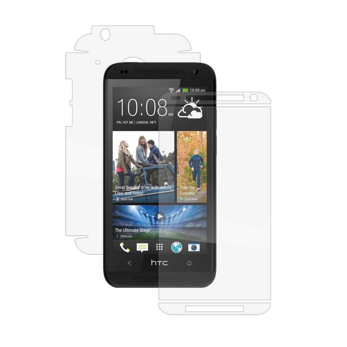 Folie Protectie Full Body Invisible Skinz Ultra-Clear AutoRegeneranta, Husa Transparenta de tip Skin Adeziv pentru Carcasa si Ecran, dedicata HTC Desire 601