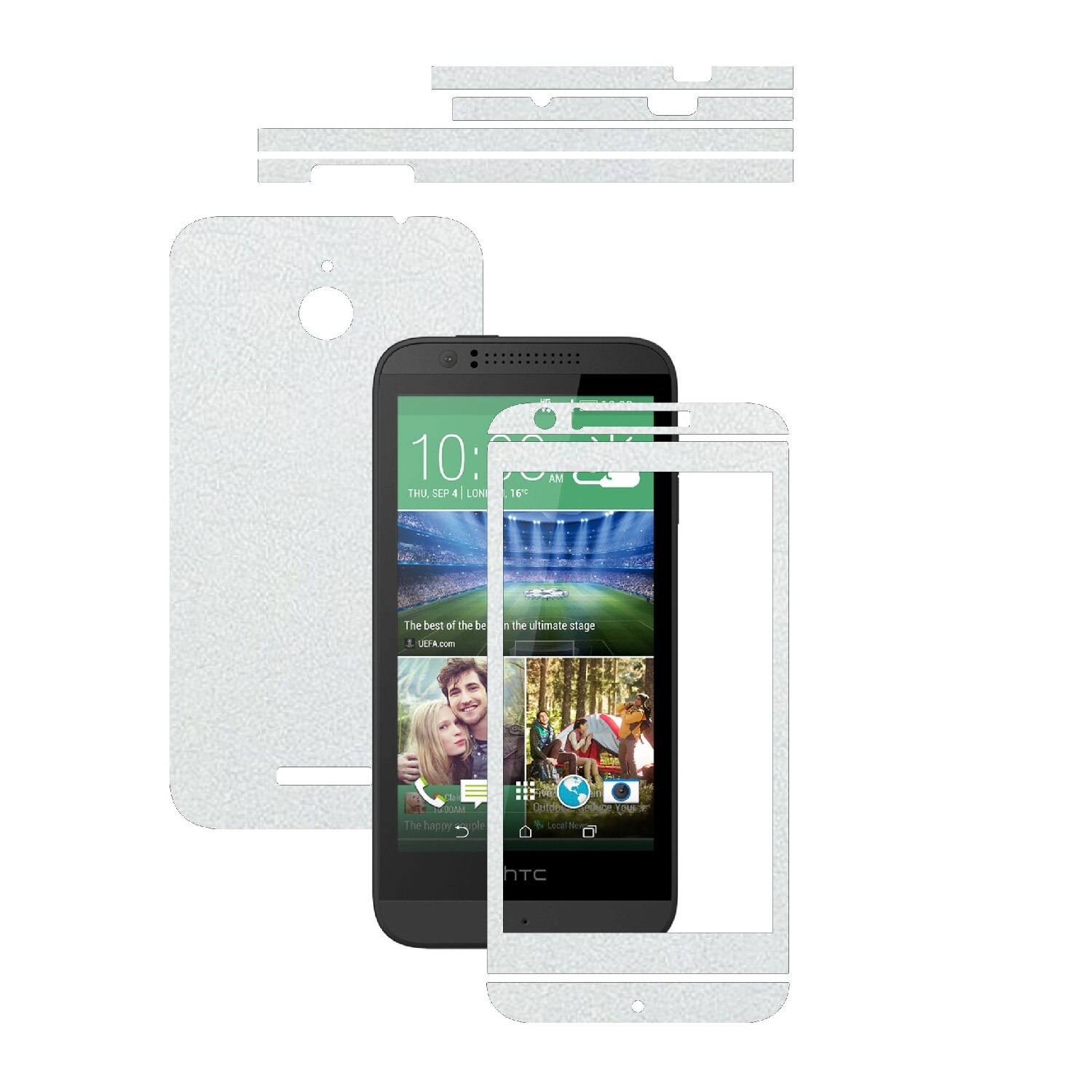 Folie de protectie Carbon Skinz, Husa de tip Skin Adeziv pentru Carcasa, Piele Alba dedicata HTC Desire 510