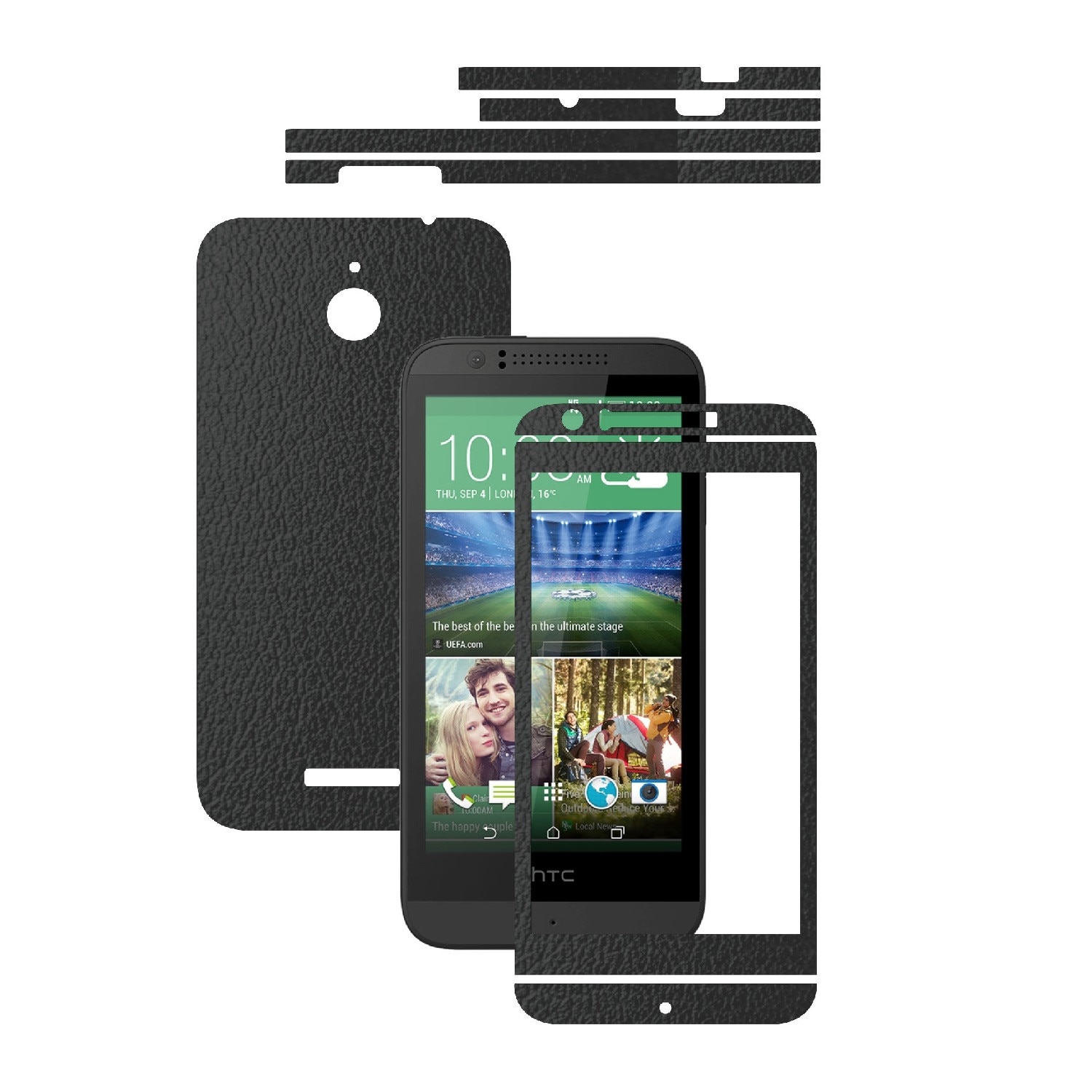 Folie de protectie Carbon Skinz, Husa de tip Skin Adeziv pentru Carcasa, Piele Neagra dedicata HTC Desire 510