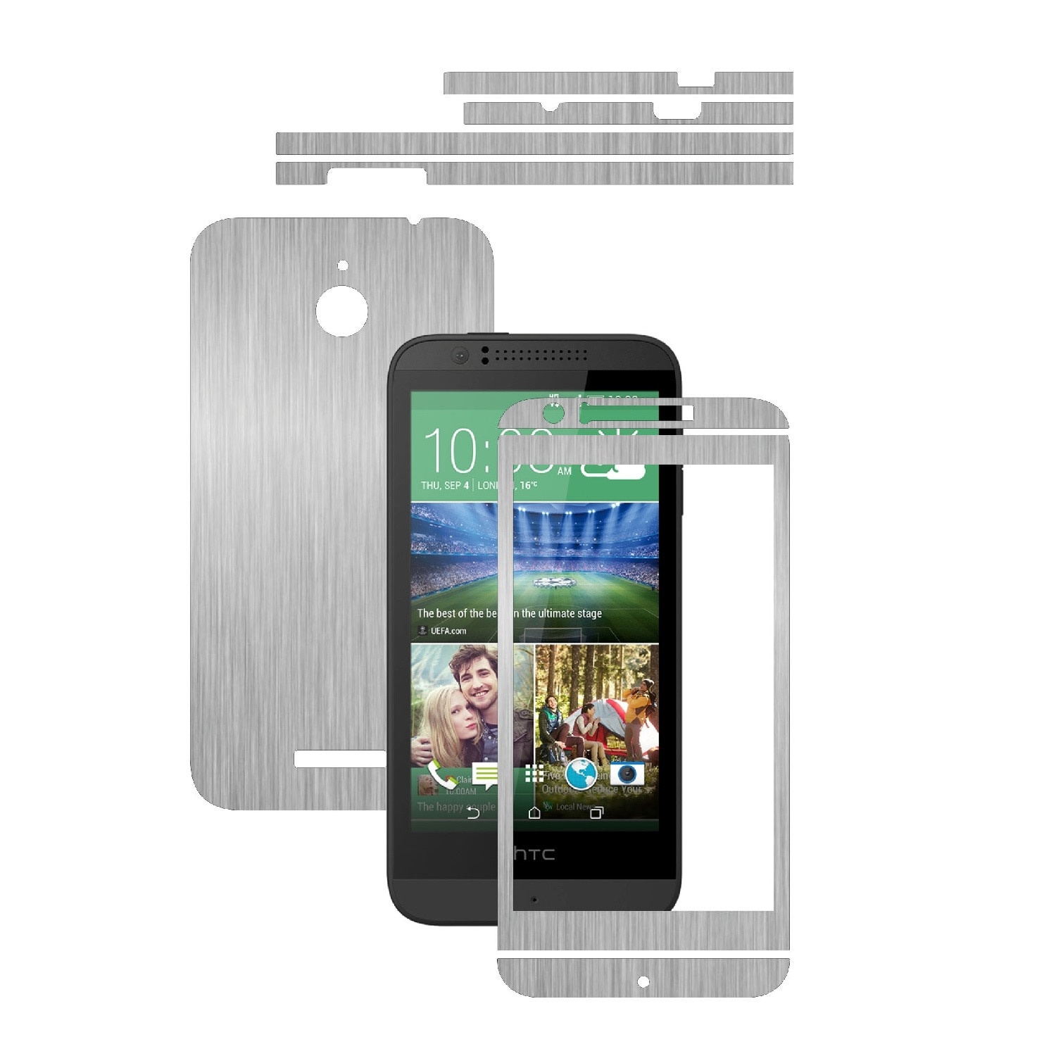 Folie de protectie Carbon Skinz, Husa de tip Skin Adeziv pentru Carcasa, Brushed Argintiu dedicata HTC Desire 510