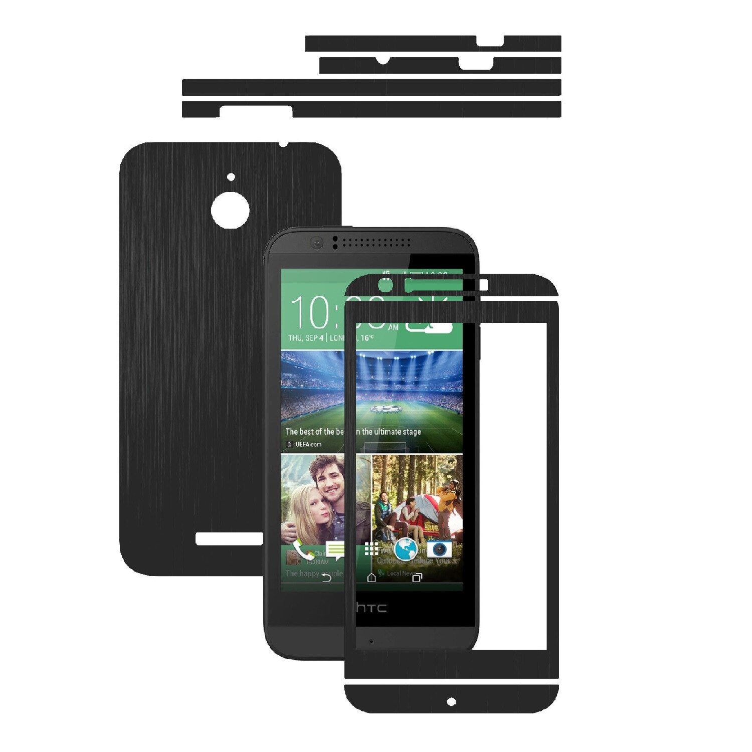 Folie de protectie Carbon Skinz, Husa de tip Skin Adeziv pentru Carcasa, Brushed Negru dedicata HTC Desire 510