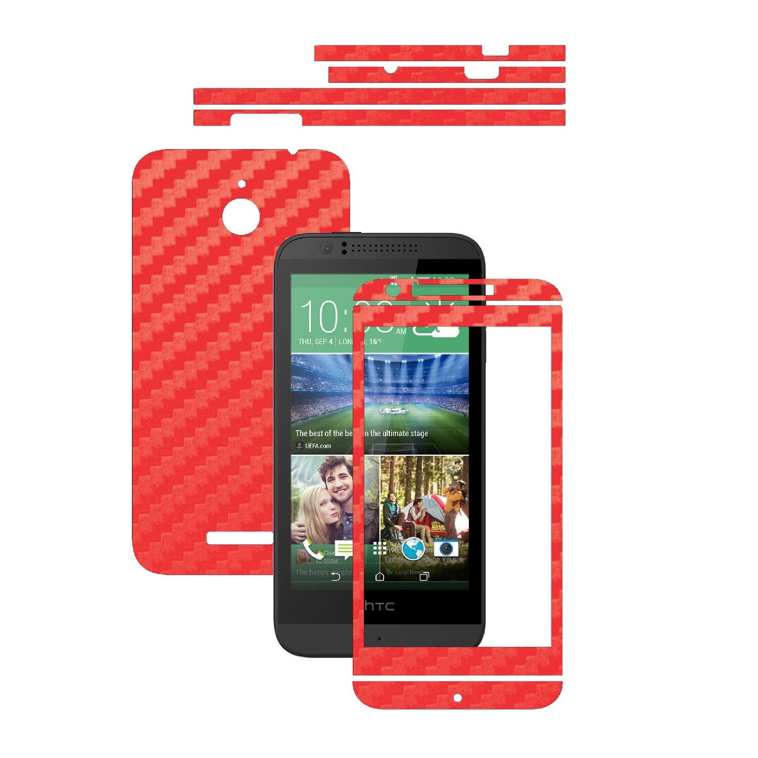 Folie de protectie Carbon Skinz, Husa de tip Skin Adeziv pentru Carcasa, Carbon Rosu dedicata HTC Desire 510