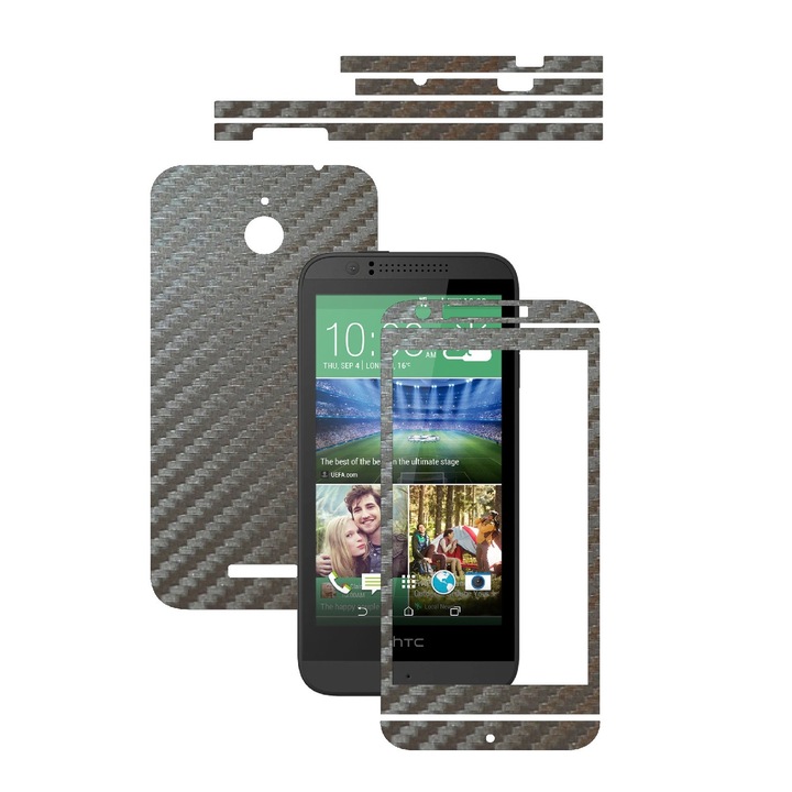 Защитно фолио Carbon Skinz, лепило Skin Cover за калъфа, Carbon Grey Silver, посветено на HTC Desire 510